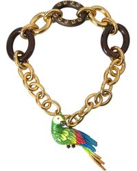 Dolce & Gabbana - Brass Chain Crystal Pearl Parrot Pendant Necklace - Lyst