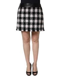 Dolce & Gabbana - Black White Tweed Houndstooth Mini Skirt - Lyst