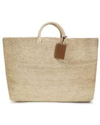 Manebí - Beige Raffia Handbag - Lyst