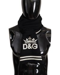 Dolce & Gabbana - Cashmere Knit Scarf With Crown And D&g Intarsia - Lyst