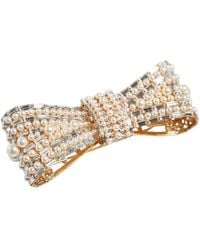 Dolce & Gabbana - Tone Brass Bow Crystal Fauxpearl Embellished Brooch - Lyst