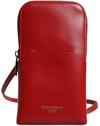 Dolce & Gabbana - Red Leather Purse Phone Sling Crossbody Neck Strap Bag - Lyst