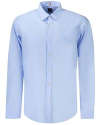 BOSS - Azzurro Cotton Men Shirt - Lyst