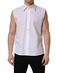 Dolce & Gabbana - White Cotton Sleeveless Formal Dress Shirt - Lyst