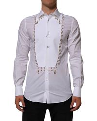 Dolce & Gabbana - Cotton Dg Logo Pearl Formal Shirt - Lyst