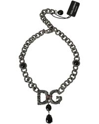Dolce & Gabbana - Tone Brass Dg City Embellished Jewelry Necklace - Lyst
