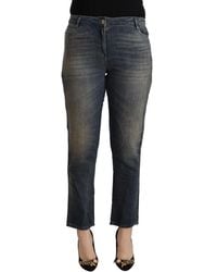 Twinset - Blue Washed Cotton Cropped Capri Denim Jeans - Lyst