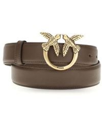 Pinko - Brown Calf Leather Bos Taurus Regular Belt - Lyst