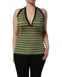 Dolce & Gabbana - Multicolor Stripes Wool Knit Halter Tank Top - Lyst