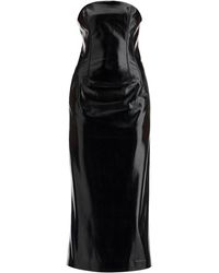 ANDAMANE - Faux Leather Bustier Dress - Lyst