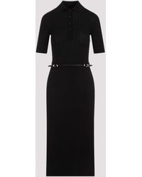 Givenchy - Black Wool Voyou Belt Long Polo Dress - Lyst