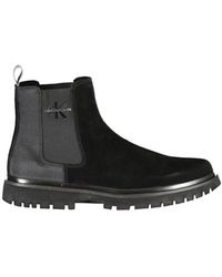 Calvin Klein - Chic Monochrome Ankle Boots With Logo Detail - Lyst