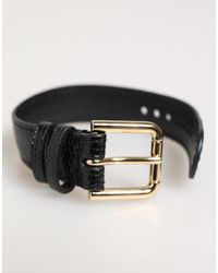 Dolce & Gabbana - Embossed Leather Buckle Belt Strap Bracelet - Lyst