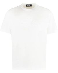 DSquared² - Cotton T-Shirt With Ribbed Trim And Signature Logo - Lyst