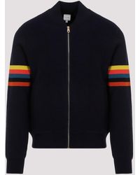 PS by Paul Smith - Dark Navy Knitted Wool Bomber Jacket - Lyst