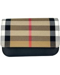 Burberry - Small Leather Madison Crossbody Check Bag Canvas - Lyst