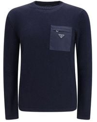 Prada - Blue Wool Oves Aries Sweatshirt - Lyst
