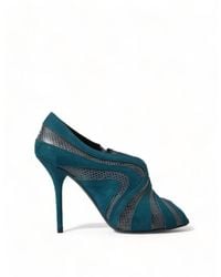 Dolce & Gabbana - Teal Suede Leather Peep Toe Heels Pumps Shoes - Lyst