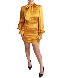 Dolce & Gabbana - Dolce Gabbana Yellow Silk Stretch Sheath Bodycon Mini Dress - Lyst