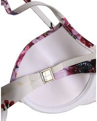 Dolce & Gabbana - White Floral Print Nylon Beachwear Bikini Top - Lyst