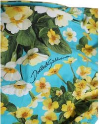 Dolce & Gabbana - Blue Floral Print Nylon Beachwear Bikini Bottom - Lyst