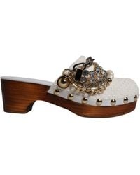 Dolce & Gabbana - Woven Platform Clogs With Chain Detail - Lyst