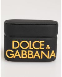 Dolce & Gabbana - Black Yellow Rubber Logo Embossed Accessory Airpods Case - Lyst