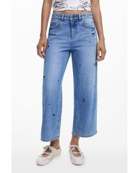 Desigual - Mickey Mouse Ankle Wide Leg Jeans - Lyst