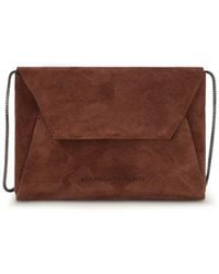 Brunello Cucinelli - Bordeaux Calf Leather Bos Taurus Shoulder Bag - Lyst