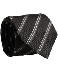 Dolce & Gabbana - Men Black Silk Stripes Adjustable Tied Necktie Tie - Lyst