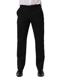 Dolce & Gabbana - Black Wool Tapered Men Dress Trouser Pants - Lyst