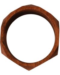 CoSTUME NATIONAL - Brown Wooden Branded Bracelet - Lyst