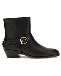 Pinko - Black Calf Leather Bos Taurus Ankle Boots - Lyst