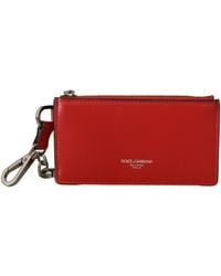 Dolce & Gabbana - Red Leather Purse Silver Tone Keychain - Lyst