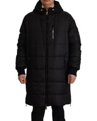Dolce & Gabbana - Black Nylon Hooded Parka Coat Winter Jacket - Lyst