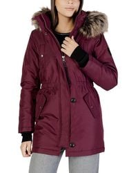 ONLY - Bordeaux Polyester Parka - Lyst