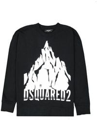 DSquared² - Cotton Sweatshirt With Bold Logo Graphics - Lyst