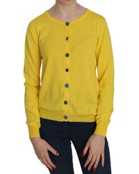 Jucca - Yellow Cotton Buttonfront Long Sleeve Sweater - Lyst