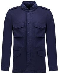 AUTORE - Navy Blue Cotton Jacket - Lyst