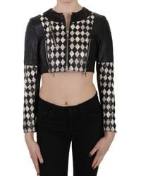 John Richmond - Leather Short Cropped Biker Jacket Multicolor Tsh3270 - Lyst