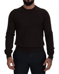 Dolce & Gabbana - Brown Cashmere Crew Neck Pullover Sweater - Lyst