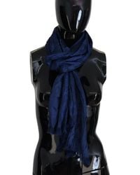 CoSTUME NATIONAL - Blue Silk Shawl Foulard Fringes Scarf - Lyst