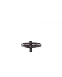 Nialaya - Black Cz Cross Rhodium 925 Ring - Lyst