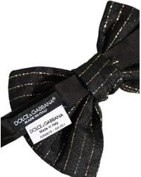 Dolce & Gabbana - Men Black Pinstripe Silk Adjustable Neck Papillon Bow Tie - Lyst