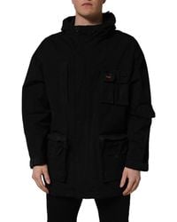 Dolce & Gabbana - Black Nylon Men Hooded Windbreaker Jacket - Lyst