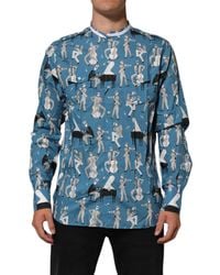 Dolce & Gabbana - Blue Jazz Printed Cotton Button Front Shirt - Lyst