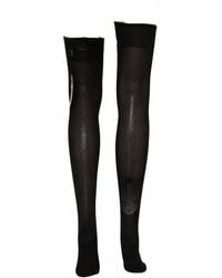 Dolce & Gabbana - Black Dg Logo Rhinestones Stretch Thigh High Socks - Lyst