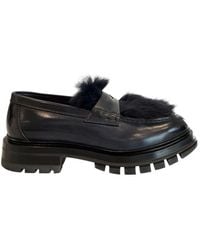 Santoni - Blue Leather Men Loafer - Lyst