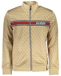 Guess - Long Sleeve Zip Sweatshirt With Contrast Details - Lyst