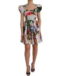 Dolce & Gabbana - Patchwork Cotton Aline Mini Dress - Lyst